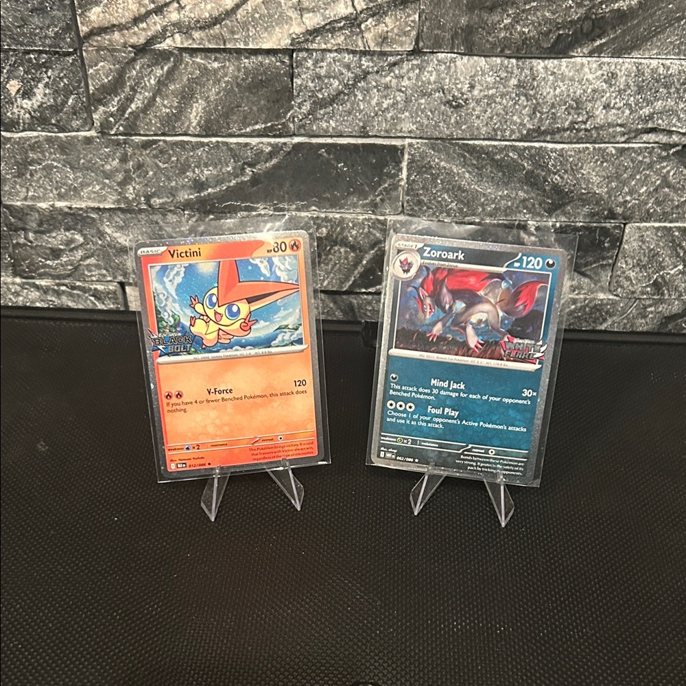 Pokemon Victini & Zoroark Holo Rare Promo cards STAMPED Black Bolt & White Flare